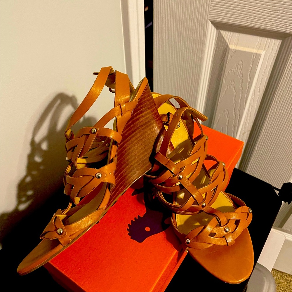 Ivanka Trump leather wedge sandals